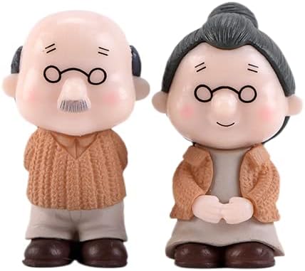 Paquete de 4 figuras de abuelo y abuela, pareja de ancianos, resina, abuelo, marido, esposa, estatua de abuelos, padres, figura para regalo en