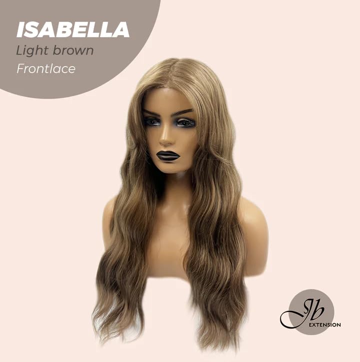ISABELLA – Peluca de encaje frontal precortada con flequillo lateral, pelucas largas y rizadas para mujer, pelucas sintéticas naturales para uso