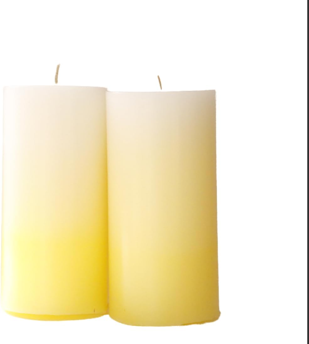 Modern Candle Design – Juego de 2 velas de gradación degradadas vertidas a mano en los Estados Unidos, sin perfume (amarillo dorado, 3 x 6)