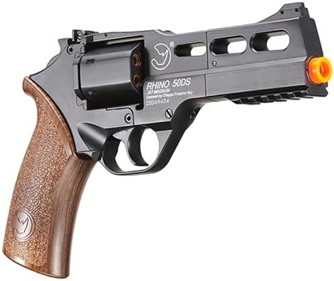 Lancer Tactical x Bo Manufacture Chiappa Rhino Revolver 330 FPS Full Metal 50DS 357 Magnum Style 0.236 in Revólver Airsoft – Negro
