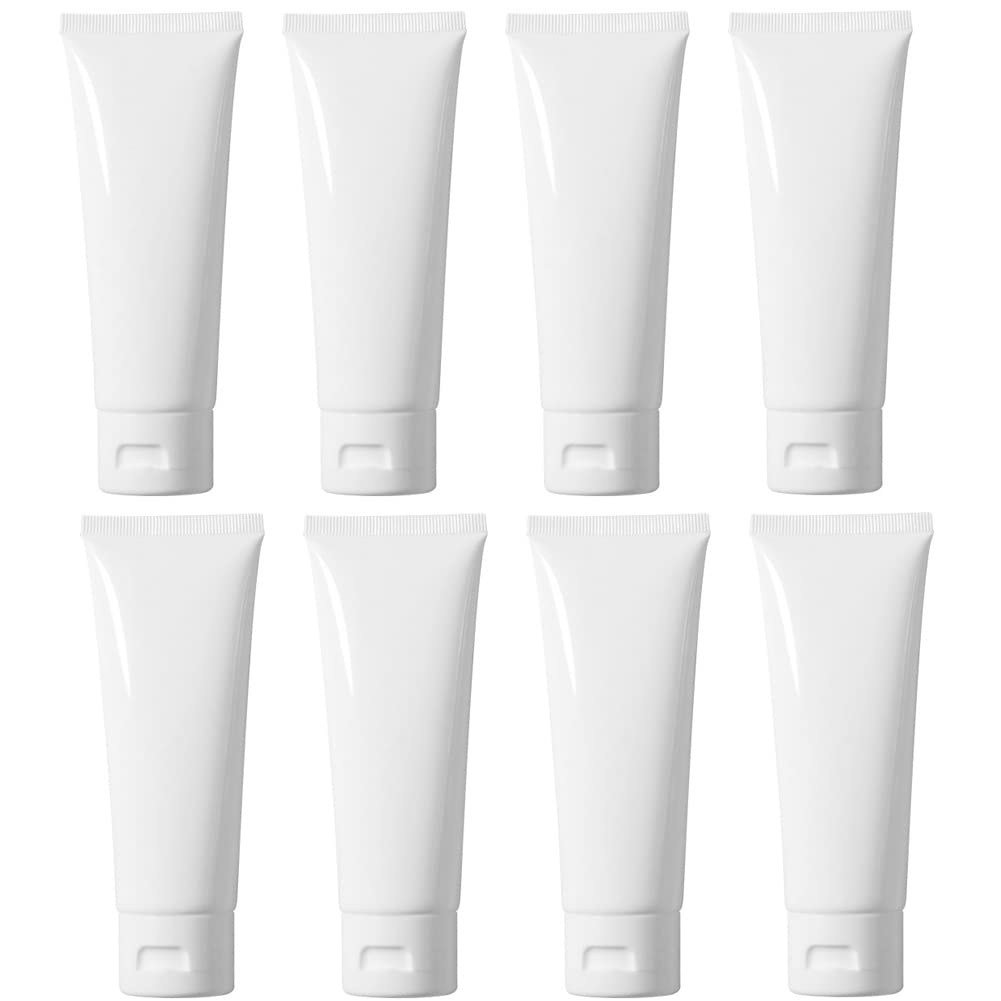 12 tubos de plástico vacíos recargables, recipientes de almacenamiento de cosméticos blancos, botellas de plástico suaves para paquete, limpiador