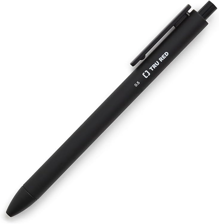 TRU RED – Bolígrafos retráctiles de gel de secado rápido, punta fina, 0.020 in, color negro