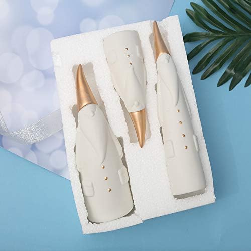 Simplifi-Life – Juego de 3 figuras de Papá Noel (cerámica, hechas a mano), color blanco