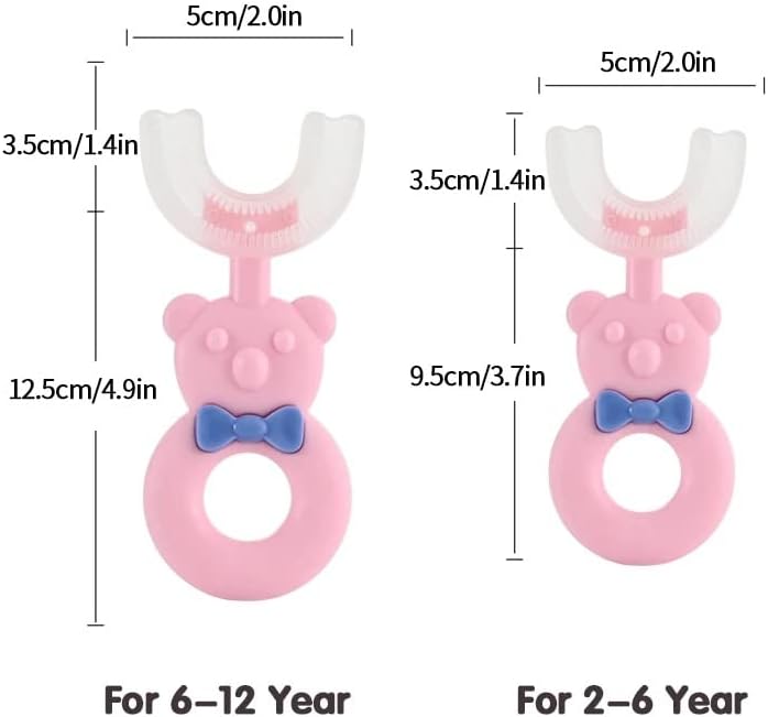 Soft Little Bear – Cepillo de dientes oral en forma de U para niños con dientes frágiles (2 a 6 años, rosa)