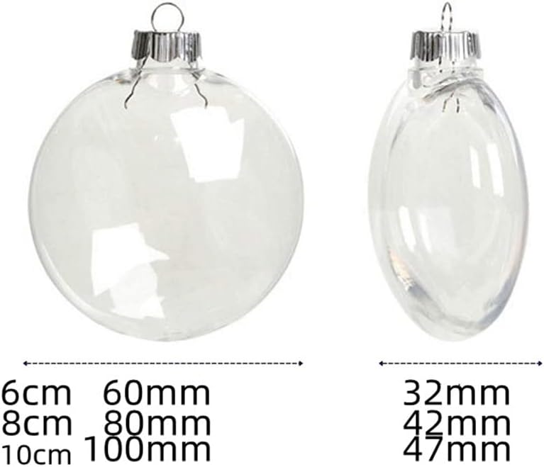 10 bolas de adorno rellenables de plástico transparente, bolas rellenables de disco plano transparente, adornos de bola de árbol de Navidad
