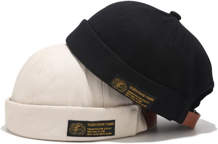 Winmany Unisex Mujeres Hombres Skullcap Sailor Cap Rolled Cuff Retro Brimless Beanie Hat