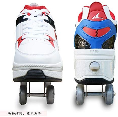Zapatos para parkour con cuatro ruedas de patines, zapatos para correr, 38