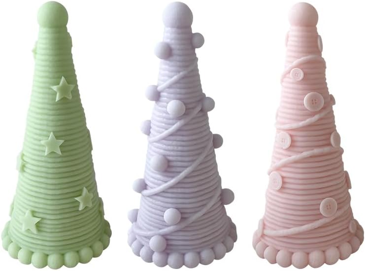 TOPYS KnittingTree – Molde de vela de lana para árbol de Navidad, molde de resina de silicona 3D para bricolaje, aromaterapia, velas, jabón, arcilla