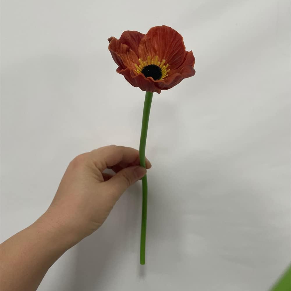 10 ramos de flores artificiales de 11 pulgadas, flores de amapola, anémona sintética de poliuretano, flores silvestres falsas para mesa de cocina,