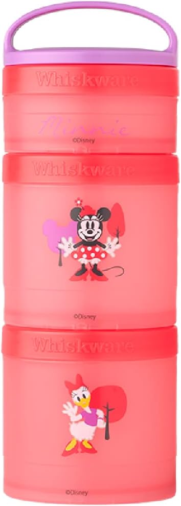 Whiskware Disney – Contenedores apilables para aperitivos para niños y niños pequeños, 3 tazas apilables para aperitivos para la escuela y viajes,