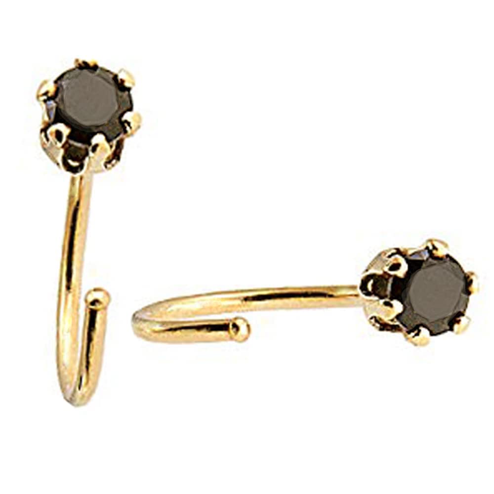 Half Huggie Birthstone Gold Hoop Earrings for Girls Women Tiny Cartilage Stud Piercing Earring Hypoallergenic Earring Screw Back Dainty Hug (Black
