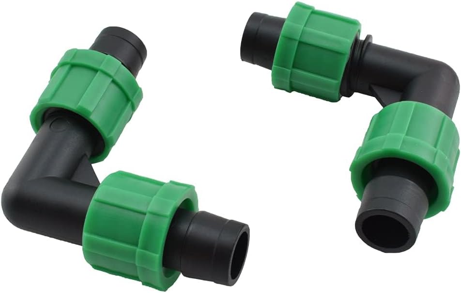 Riego por goteo Accesorios de codo de 90 grados Conectores universales de acoplamiento en forma de L con bloqueo de púas para sistema de rociadores