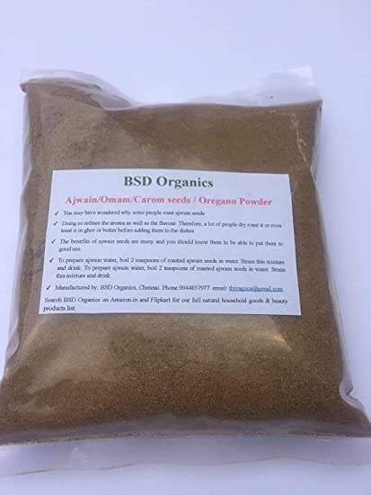 BSD Organics AjwainOmamSemillas de CaromOrégano en Polvo 7.05 oz7 Onza.