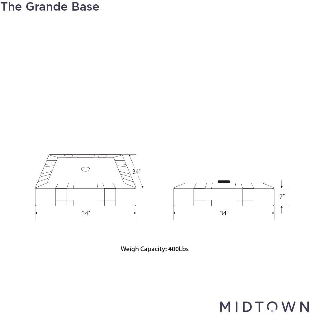 Midtown Umbrellas La base grande se puede rellenar hasta 400 libras para sombrillas voladizas de patio al aire libre – Negro