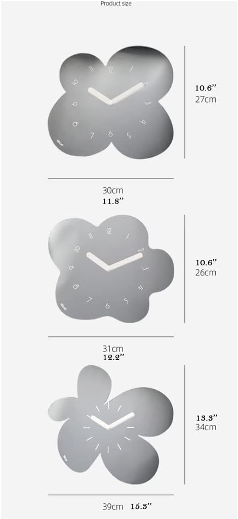 Reloj de pared Modern Flowers Mirror Wall Clock Nordic Simple Silent Non Ticking Clock Creative Petal Art Clock for Home Apartment Bedroom Decor