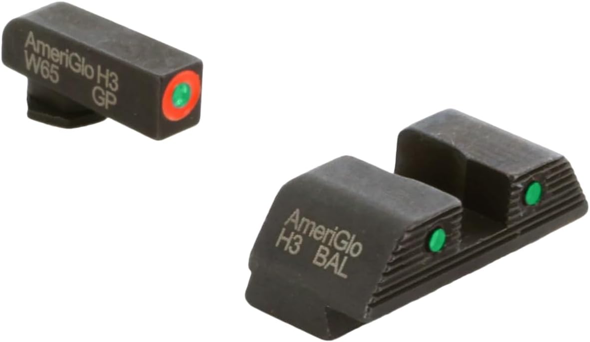 Nimrod’s Wares AmeriGlo – Juego de miras nocturnas compatibles con Glock Gen 1-4 20 21 29 30 31 32 36 GL-817 paquete con paño de microfibra