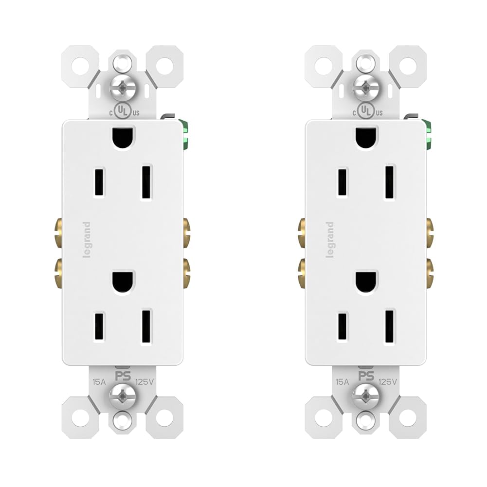 Legrand – Toma de corriente Pass & Seymour de 15 amperios resistente a manipulaciones para usar como toma de pared y salida decoradora dúplex, toma