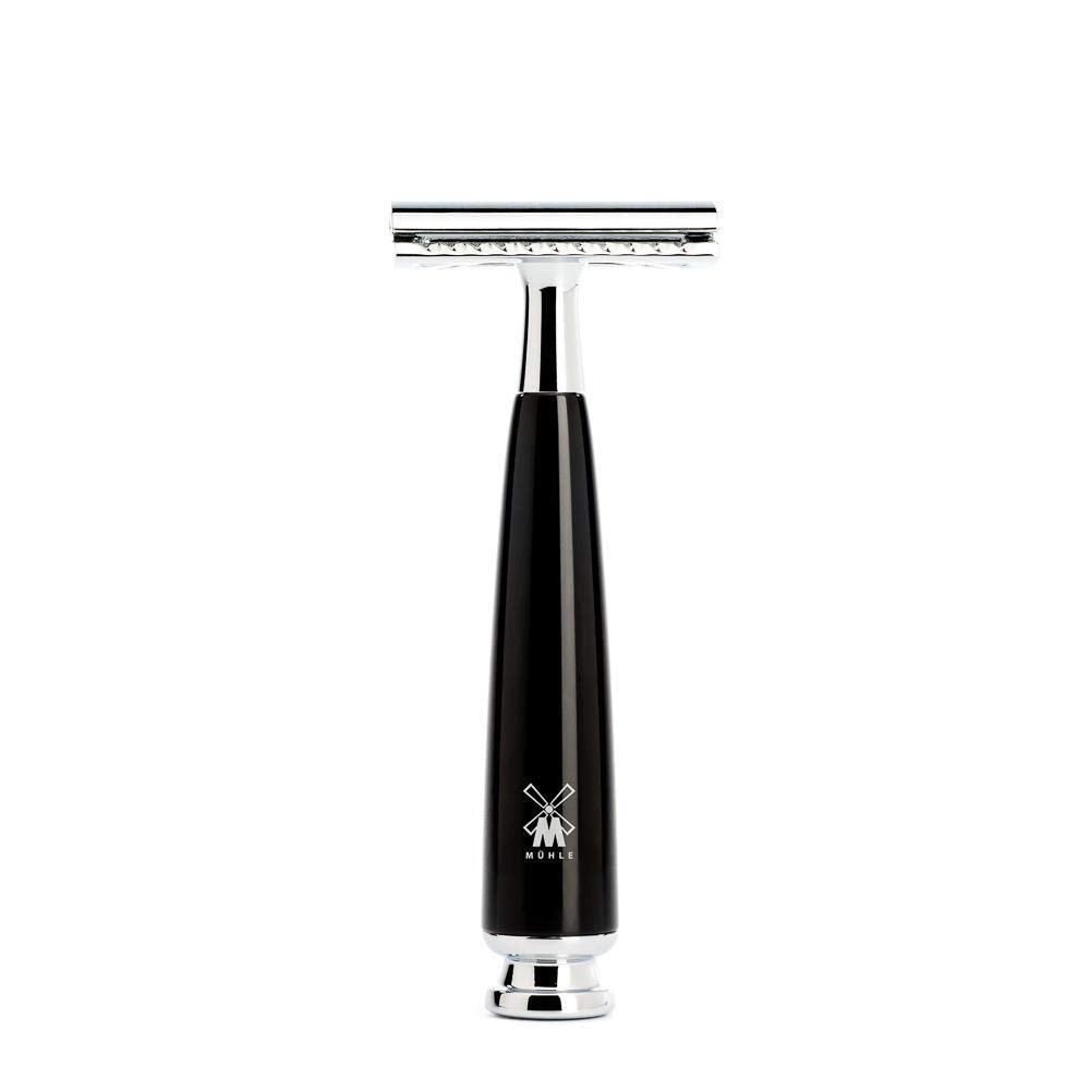 MÜHLE RYTMO – Juego de afeitar de seguridad de 4 piezas de tejón puro de doble filo (peine cerrado) para hombres, perfecto para uso diario, afeitado