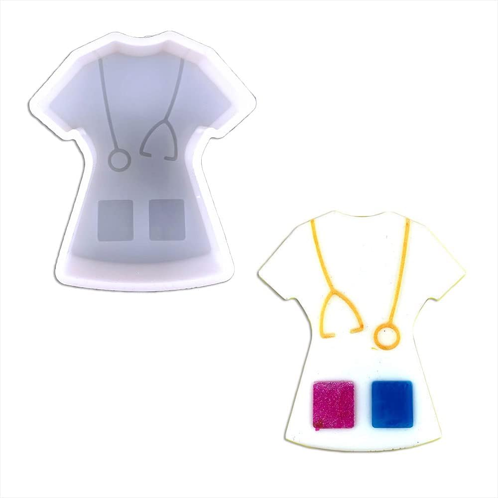 Duawenki Molde de silicona con forma de uniforme de enfermera para hacer jabón, cuentas aromáticas de automóvil, colgante, vela, resina