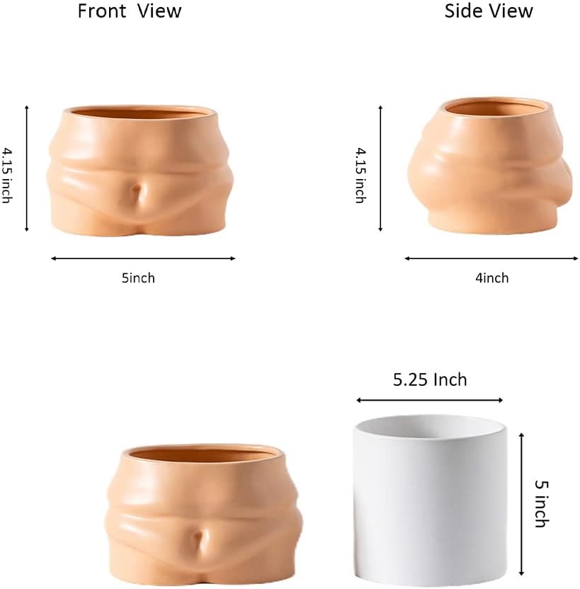 Maceta de cerámica para el vientre, maceta con agujero de draniage y tapones de goma para plantas de interiorexterior, maceta decorativa bohemia