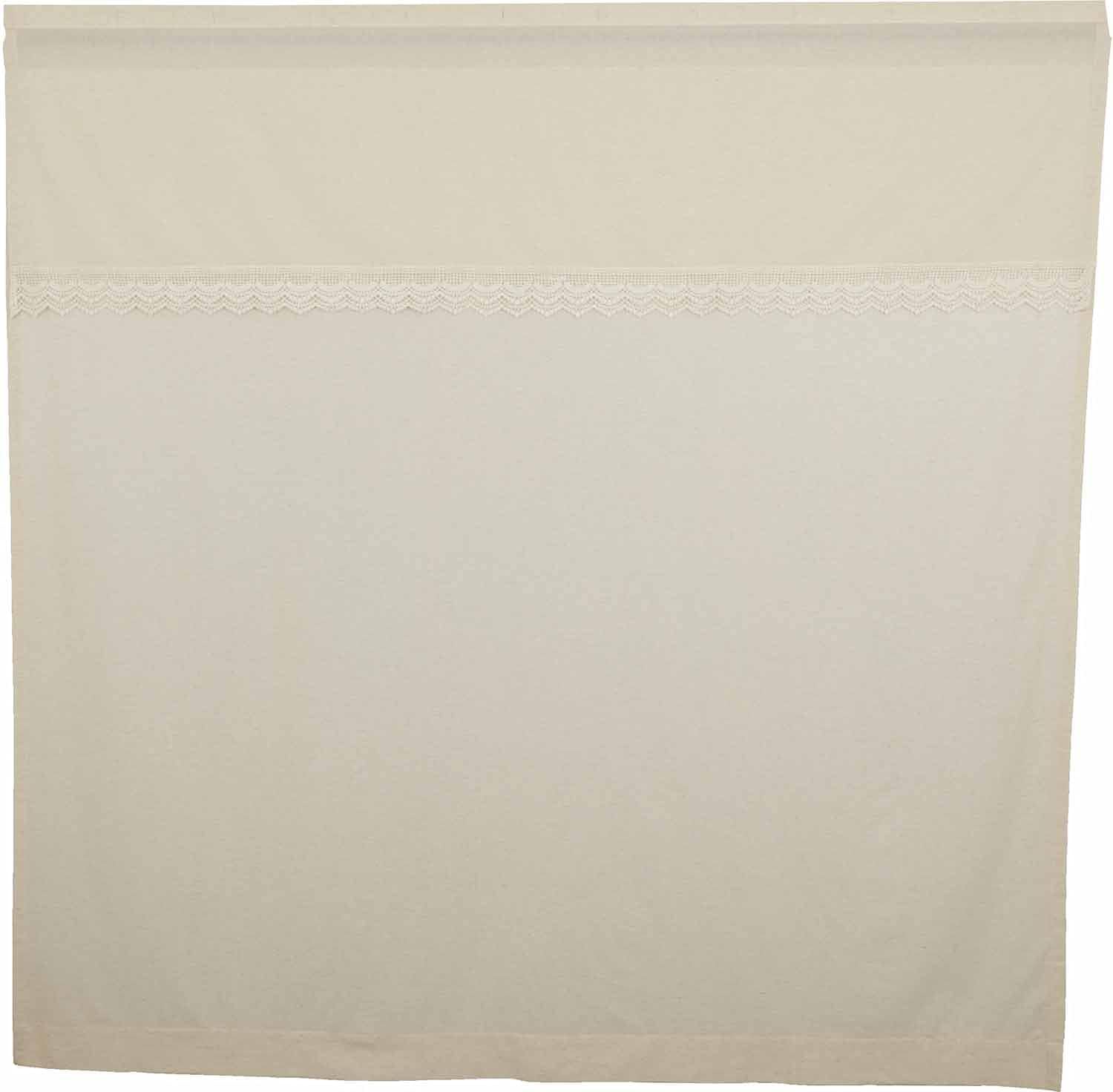 Piper Classics Cortina de ducha de lino y encaje, 72 x 72 pulgadas, decoración de baño color crema natural con ribete de encaje de ganchillo y