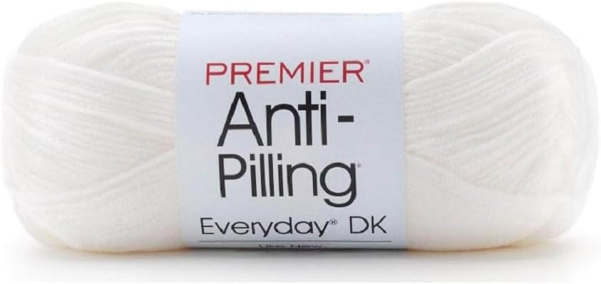 Premier Yarns Everyday DK – Hilo antibolitas, 3.5 onzas, peso ligero #3, paquete de 3 unidades con marcadores de puntada Bella’s Crafts (blanco)