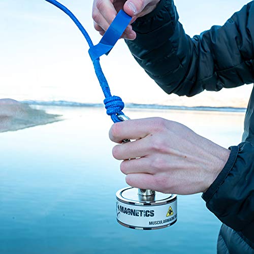 Paquete de pesca con imán de 1225lb de doble cara, incluye cuerda de alta resistencia de 6mm de diámetro y 100 pies de longitud, mosquete, guantes