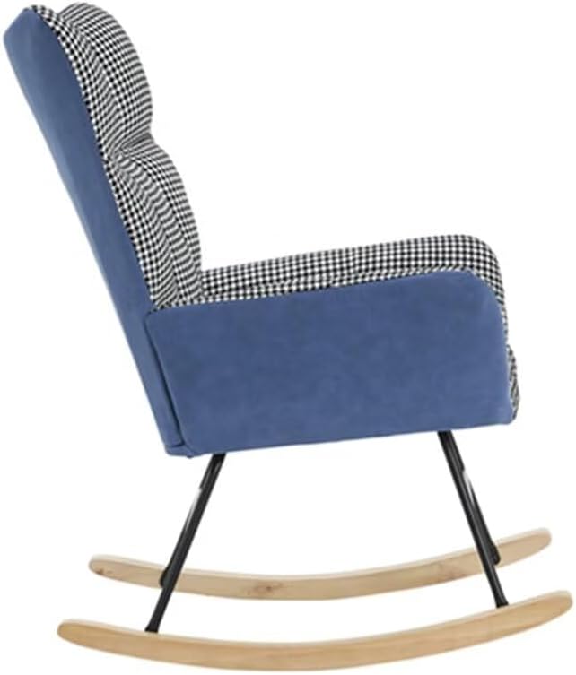TRIPLE TREE Mecedora para guardería, moderna mecedora de cuero suave con asiento acolchado y respaldo alto, cómoda silla decorativa tapizada con