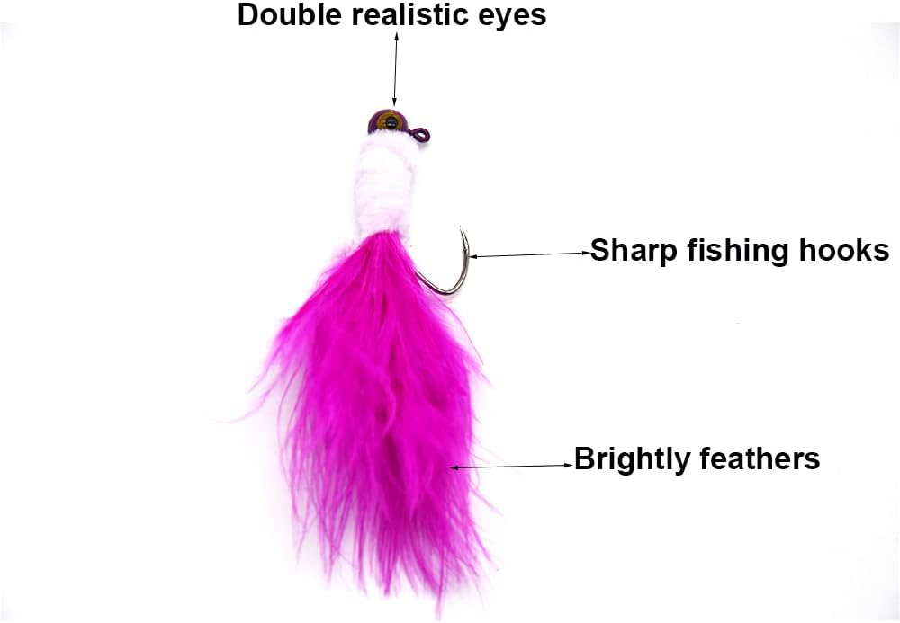 15 unids 3 colores pesca Crappie jig Heads Kit 116oz Marabou pluma jig ganchos pesca señuelos jigs