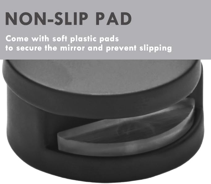 Kit de accesorios de montaje de espejo negro sin marco, soportes de espejo de aleación de zinc, soportes de montaje de espejo, abrazaderas de clips