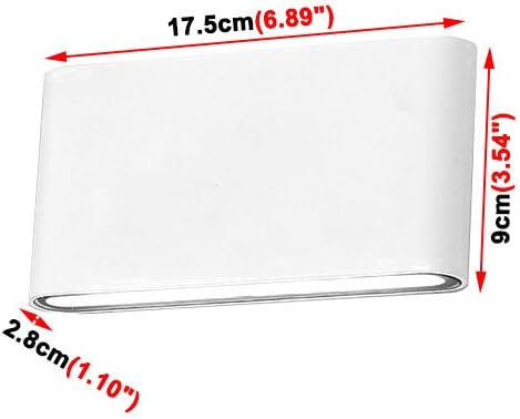 Apliques de pared exterior al aire libre de 12W LED Step Down Lámpara de lámpara de acabado blanco cálido blanco