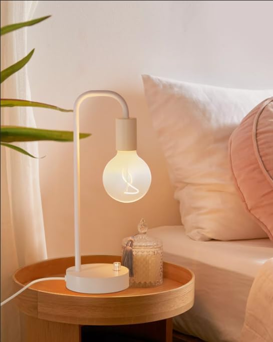 Lámpara de mesa industrial pequeña para dormitorio, totalmente regulable, moderna, con bombilla cálida de 2700 K para lectura de niños, lámparas