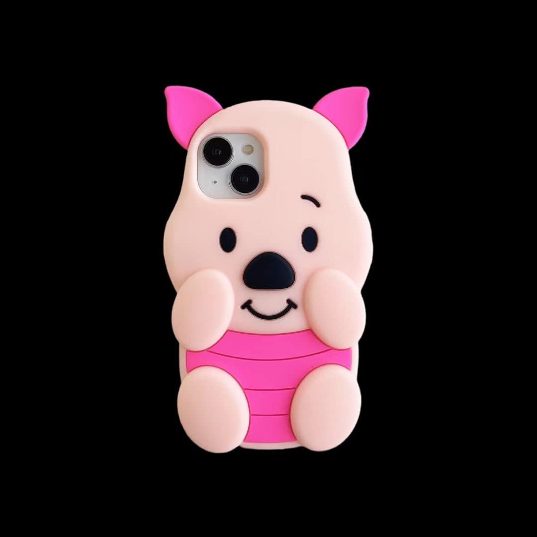 Funda de cerdo de dibujos animados, 3D lindo cerdito de goma de silicona suave, a prueba de golpes, cubierta trasera de gel protectora para niños y