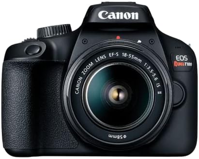 Canon EOS Rebel T100  4000D Cámara DSLR con lente de 0.709-2.165 in, lente Canon EF 2.953-11.811 in, tarjeta de memoria de 64GB, kit de filtro de