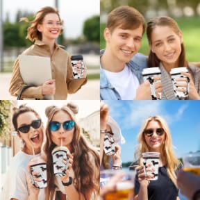 Funda de café helado con asa para perro animal, lindo corazón salchicha, reutilizable, de neopreno, con aislamiento, para bebidas frías, bebidas, 30