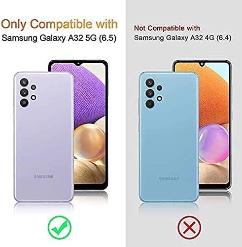 LeYi Funda para Galaxy A32 5G, Samsung Galaxy A32 5G con 2 protectores de pantalla de vidrio templado, funda de silicona líquida suave a prueba de