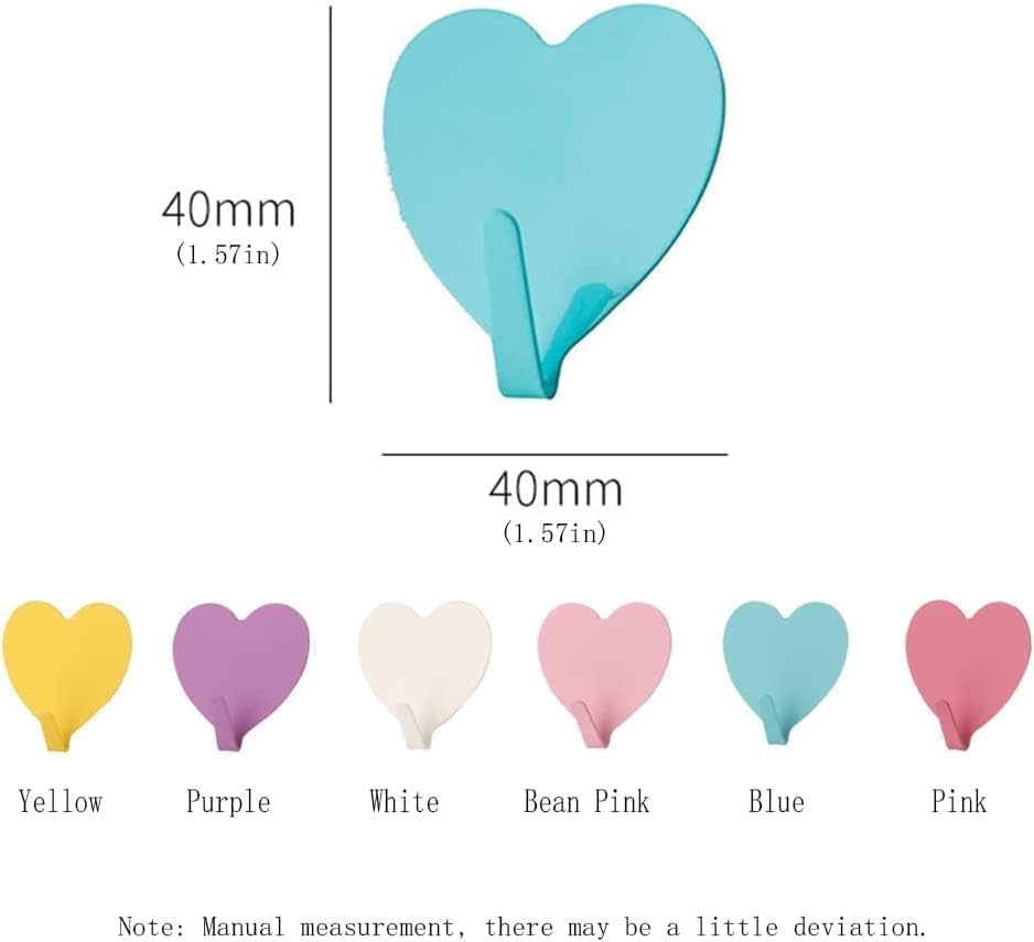 Paquete de 12 ganchos decorativos de pared en forma de corazón, gancho de pared adhesivo fuerte de acero inoxidable para el hogar, cocina, baño