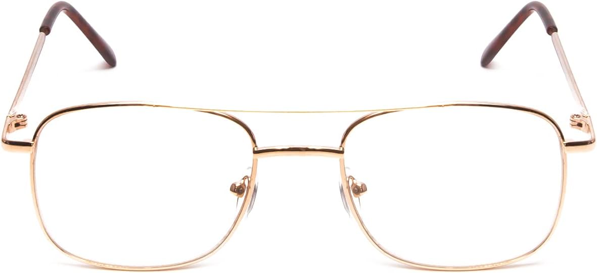 Calabria 8151 Square Pilot – Lentes de lectura de metal para hombre y mujer, diseño clásico de moda, ligeros, elegantes