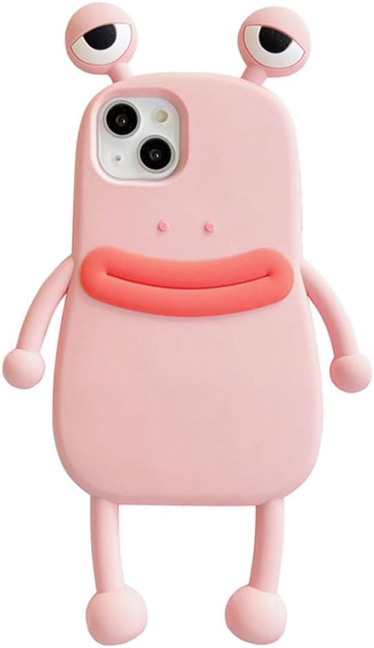 Funda para teléfono con boca de salchicha de perro caliente, ojos grandes, rana verde, rana rosa, funda de teléfono de goma de silicona TPU suave