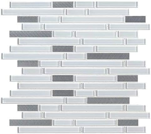 Lucid Sky – Azulejo de mosaico de metal de vidrio entrelazado de 11.81 pulgadas x 12 pulgadas x 0.157 in, juego de 5 hojas (4.9 pies cuadrados)