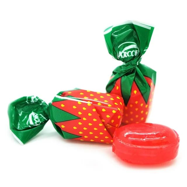 Arcor Bon Bons Candy rellenos de fresa, 2 libras aproximadamente, 120 piezas de caramelos duros con sabor a fruta, dulces de Navidad a granel