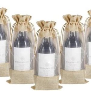 Bolsas de vino de arpillera premium, 10 bolsas de regalo de vino de yute natural con cordón y ventana transparente para fiestas de cata de vinos, Bolsas de vino de arpillera premium, 10 bolsas de regalo de vino de yute natural con cordón y ventana transparente para fiestas de cata de vinos,