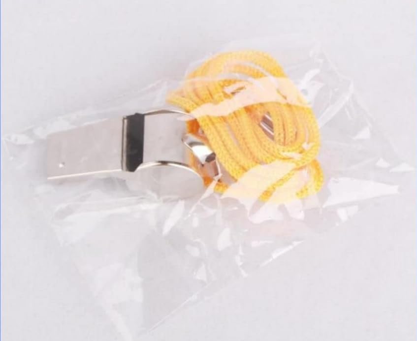Silbato amarillo de acero inoxidable con cordón, silbato deportivo de emergencia de metal fuerte para árbitro, profesor, niños, entrenador y árbitro