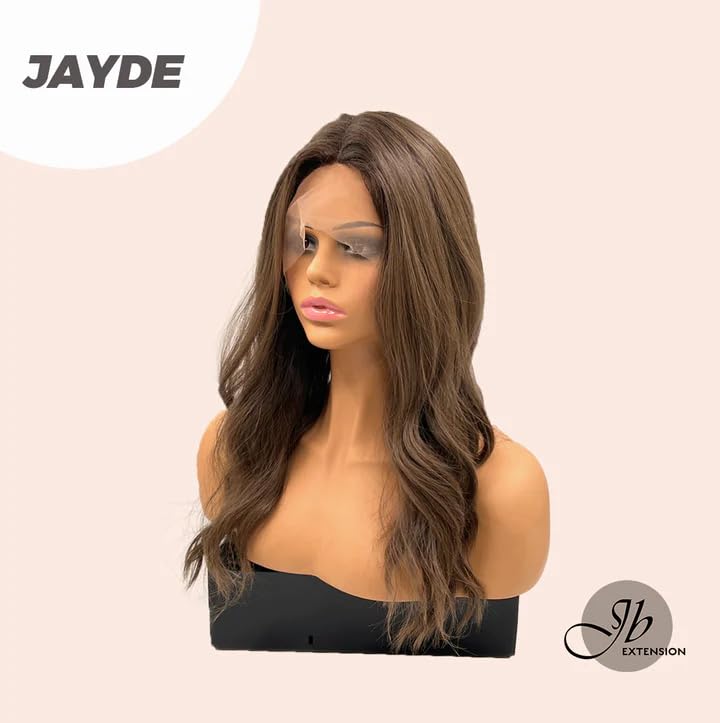 JAYDE – Peluca de encaje frontal de color marrón natural, pelucas largas y rizadas para mujer, pelucas sintéticas naturales para uso diario (pelucas
