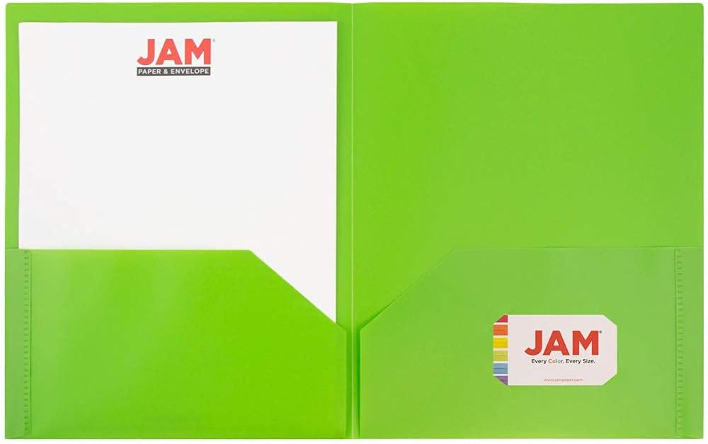 JAM Paper Carpeta de presentación plástica POP de dos bolsillos