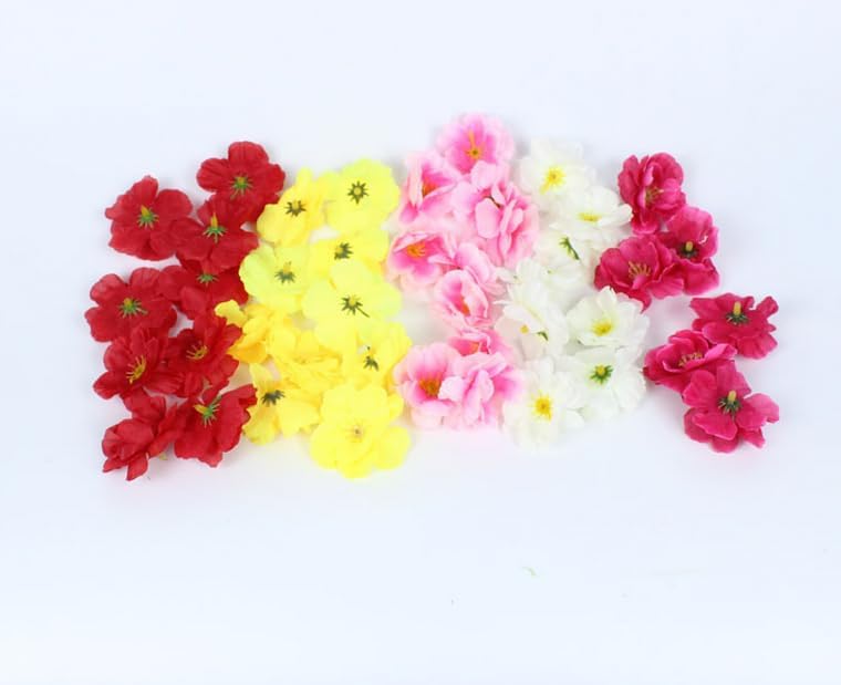 100 cabezas de flores de cerezo artificiales de seda para primavera, flor de ciruelo falso, relleno de jarrón, ramilletes para decoración de boda,