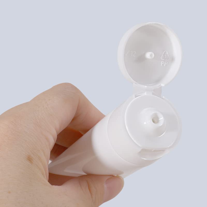 12 tubos de plástico vacíos recargables, recipientes de almacenamiento de cosméticos blancos, botellas de plástico suaves para paquete, limpiador