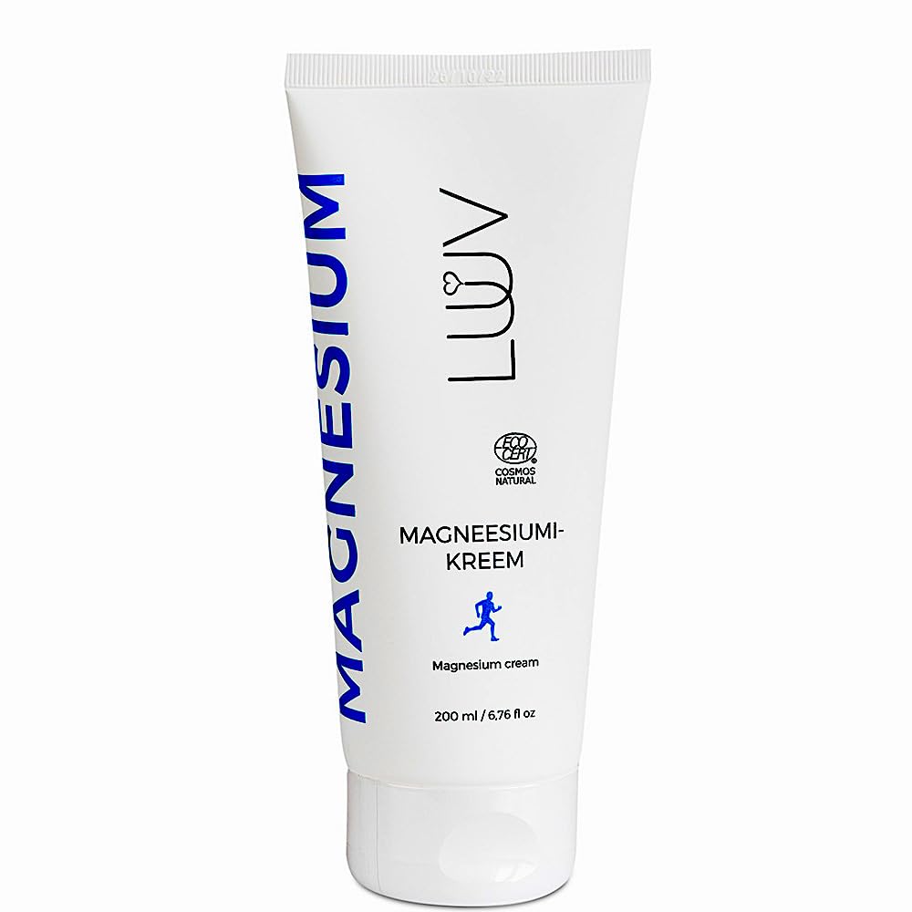 LUUV Crema de magnesio, 6.8 fl oz  6.76 fl oz, certificado Ecocert Cosmos Natural, reduce la deficiencia de magnesio, apoya la relajación y el