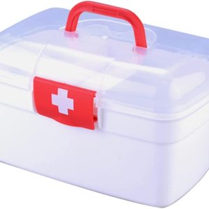 Caja médica, Caja vacía transparente de primeros auxilios con mango portátil, caja de almacenamiento de doble capa caja de píldoras de plástico Caja médica, Caja vacía transparente de primeros auxilios con mango portátil, caja de almacenamiento de doble capa caja de píldoras de plástico