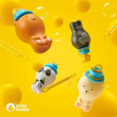 UNCLE BUBBLE Divertidos amigos antiderrames, más juego, menos desorden  Resistente a derrames  Incluye oso encantador, solución de burbujas y 2